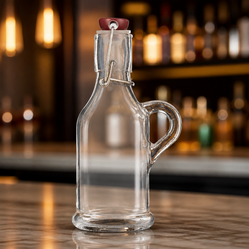 200ml Commercial Glass Clip Top Bottle with Handle