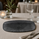Commercial Oblong Chef's Plates Black 355x189mm 6 Pack