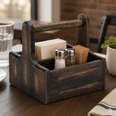 Commercial Wooden Condiment Holder Caddy Pack of Two Black