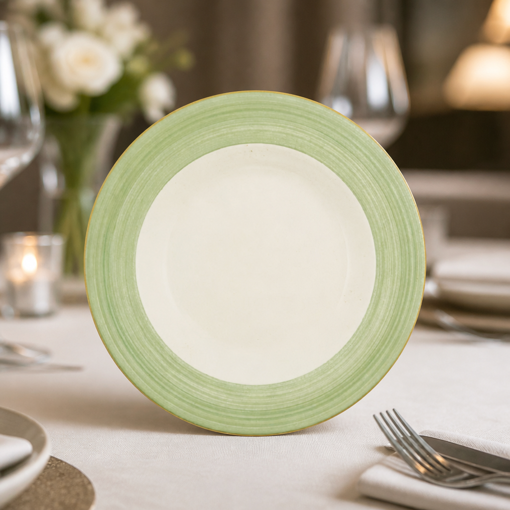 Commercial Green Slimline Plates 202mm - 24 Pack Porcelain