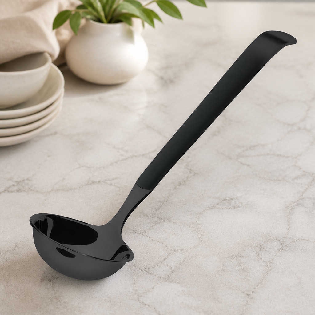 Commercial Large Gravy Ladle Black PVD Coating 6 Pack