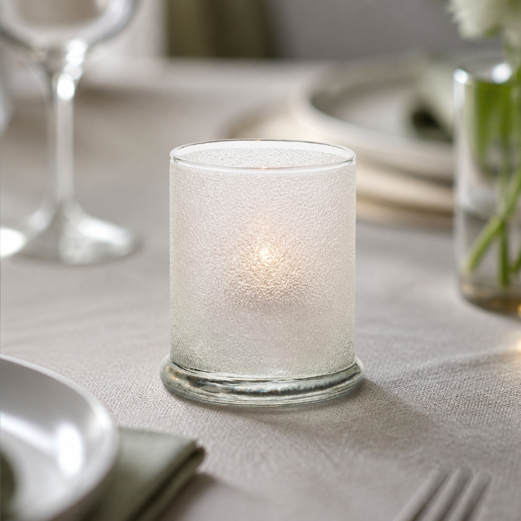 Clear Ice Votive Table Lamps 76mm x 92mm 12 Pack Commercial Use