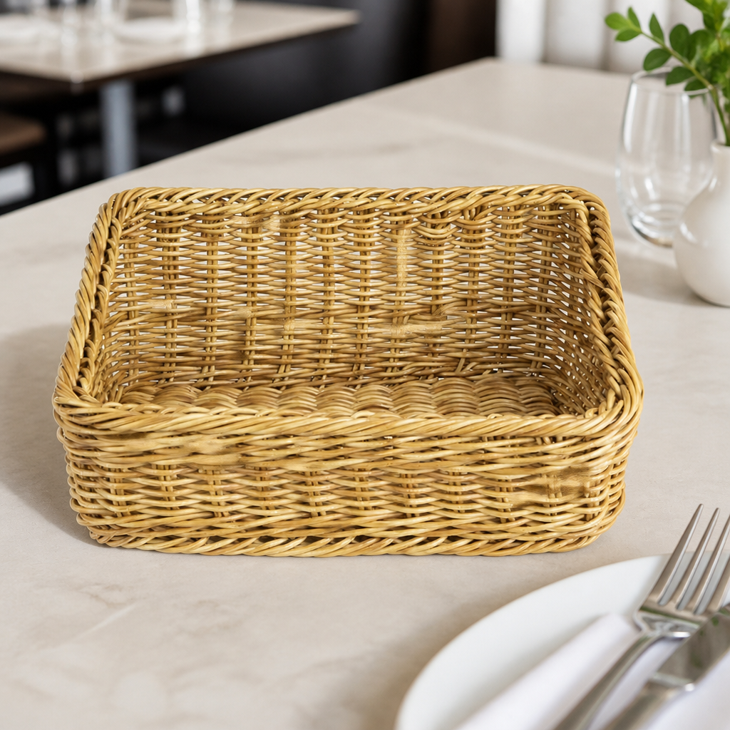 Commercial Rectangular Display Basket 360x300mm Polywicker