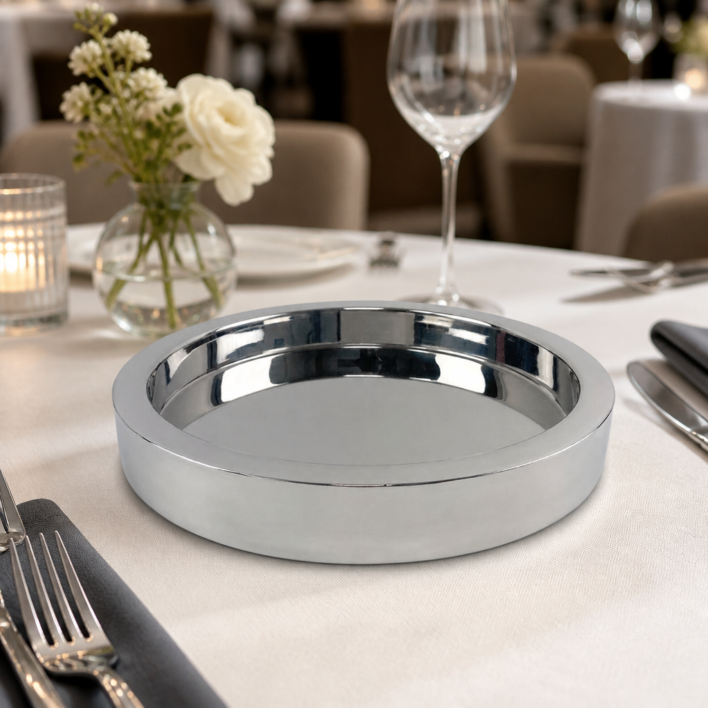 Commercial Double-Wall Stainless Steel Round Tray 355mm