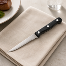 Commercial Serrated Steak Knives with Black Handles - 12 Pack