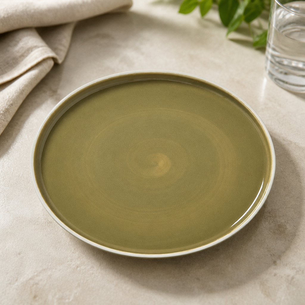 Commercial Stack Plates Olive 255mm for Catering - 12 Pack