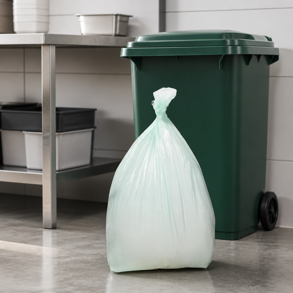 80L Commercial Green Bin Bags - Pack of 200 Durable Waste Bags