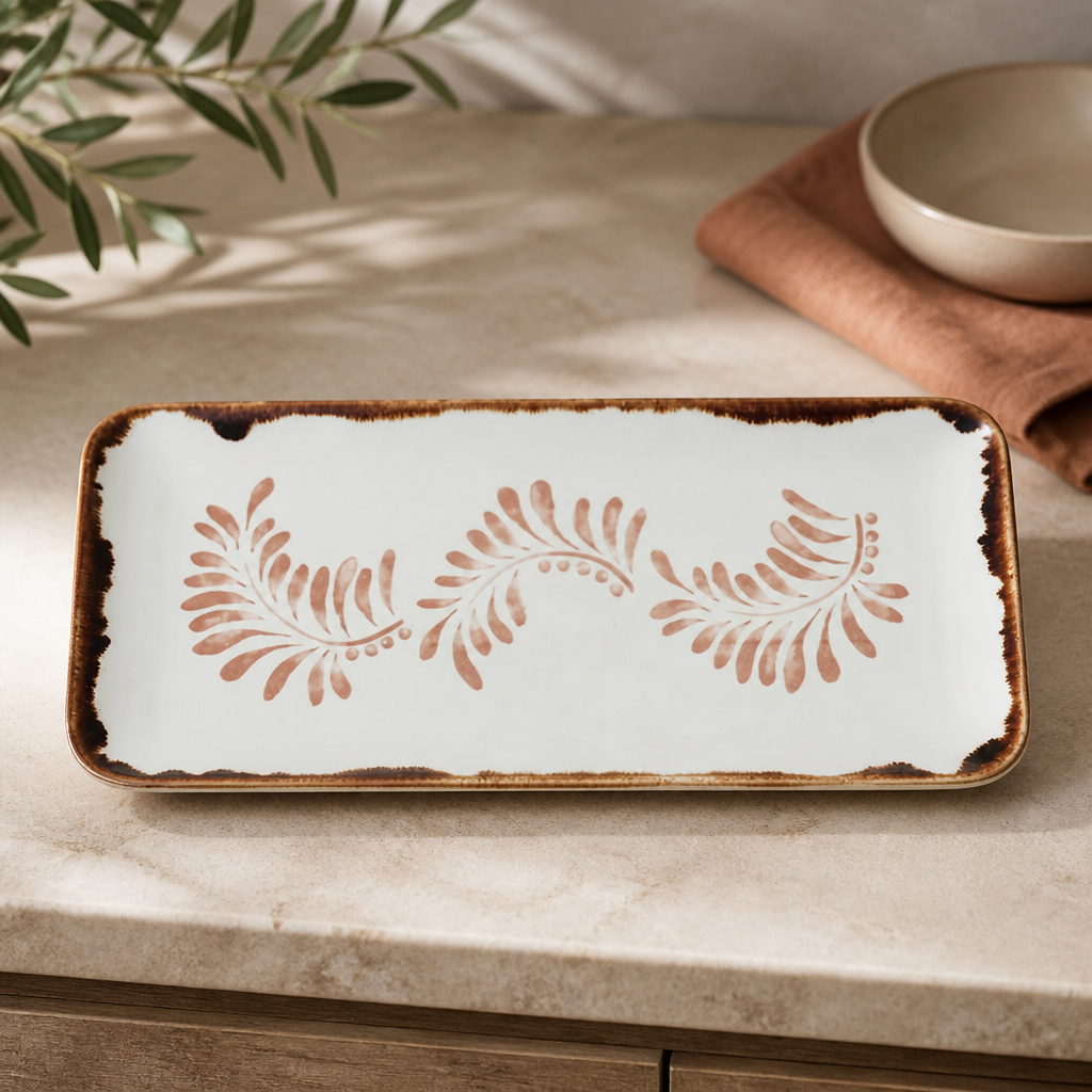 Commercial Terracotta Rectangular Plate 346 x 156mm 6 Pack