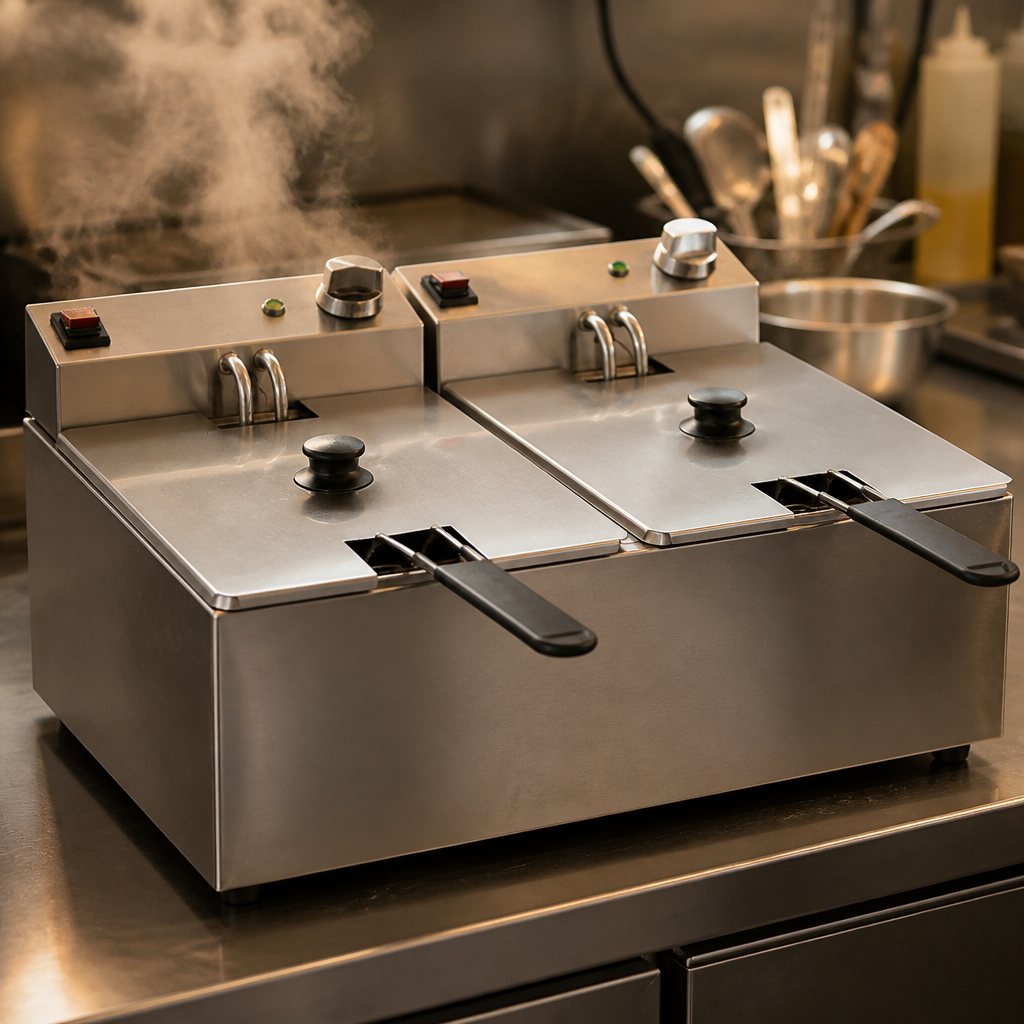 Commercial Countertop Electric Fryer 2x5Ltr in stainless steel