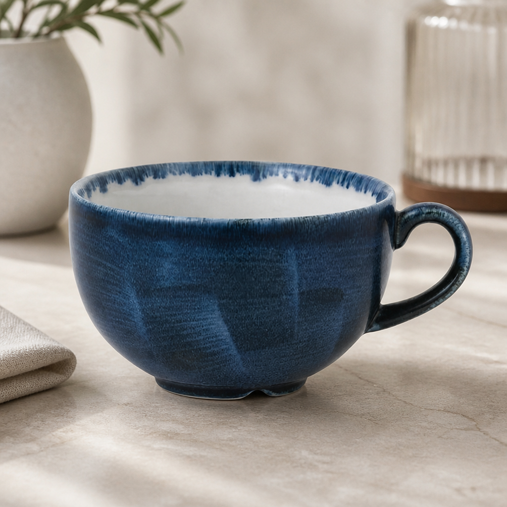 Commercial Cappuccino Cups 12oz Pack of 12 Porcelain Blue