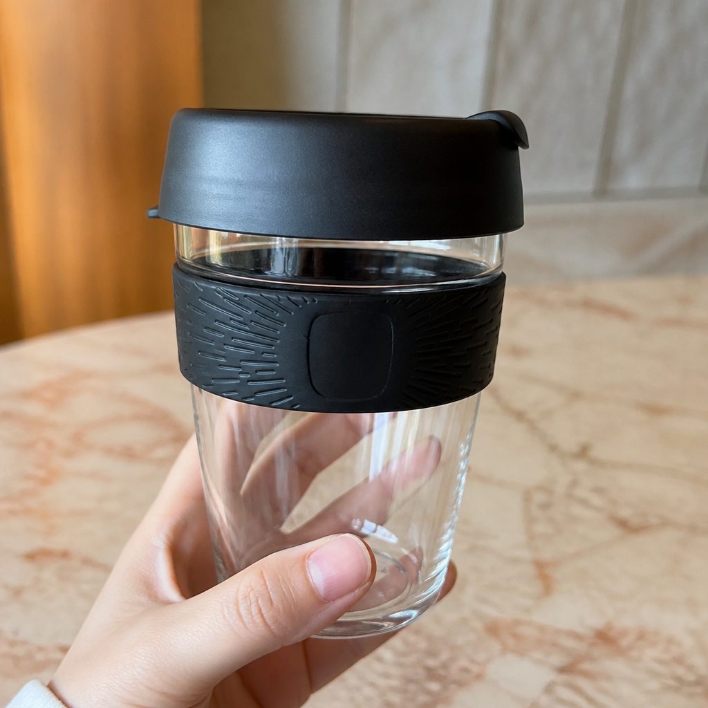 12oz black eco-friendly reusable coffee cup