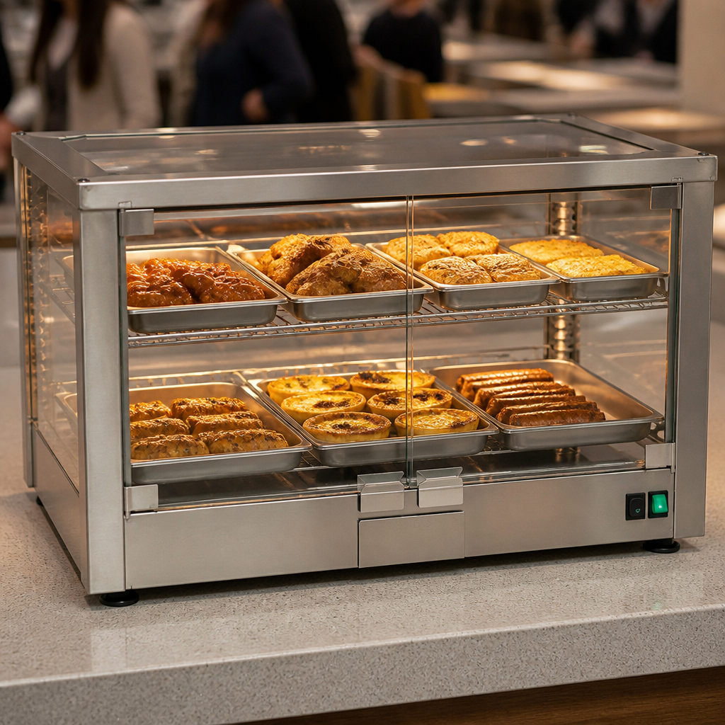 Commercial Heated Display Cabinet 2 Shelf Countertop Unit