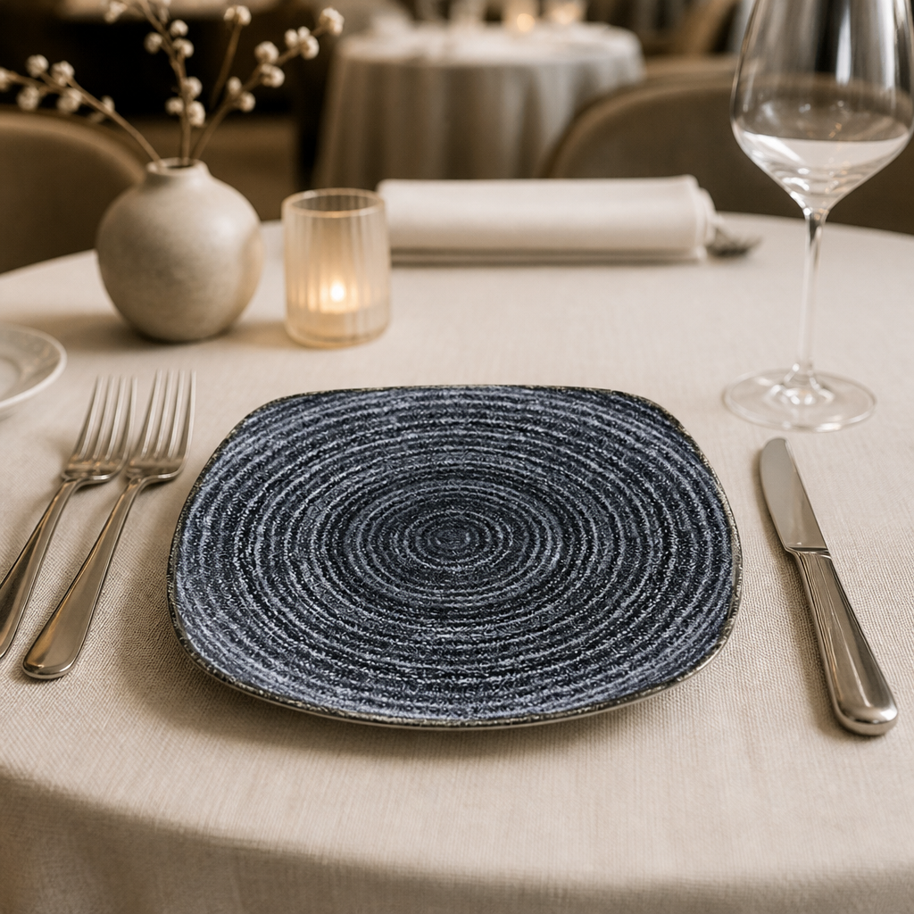 Commercial Charcoal Black Square Plates 215mm 12 Pack