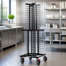 Commercial Mobile Plate Rack for 104 Plates with Swivel Wheels