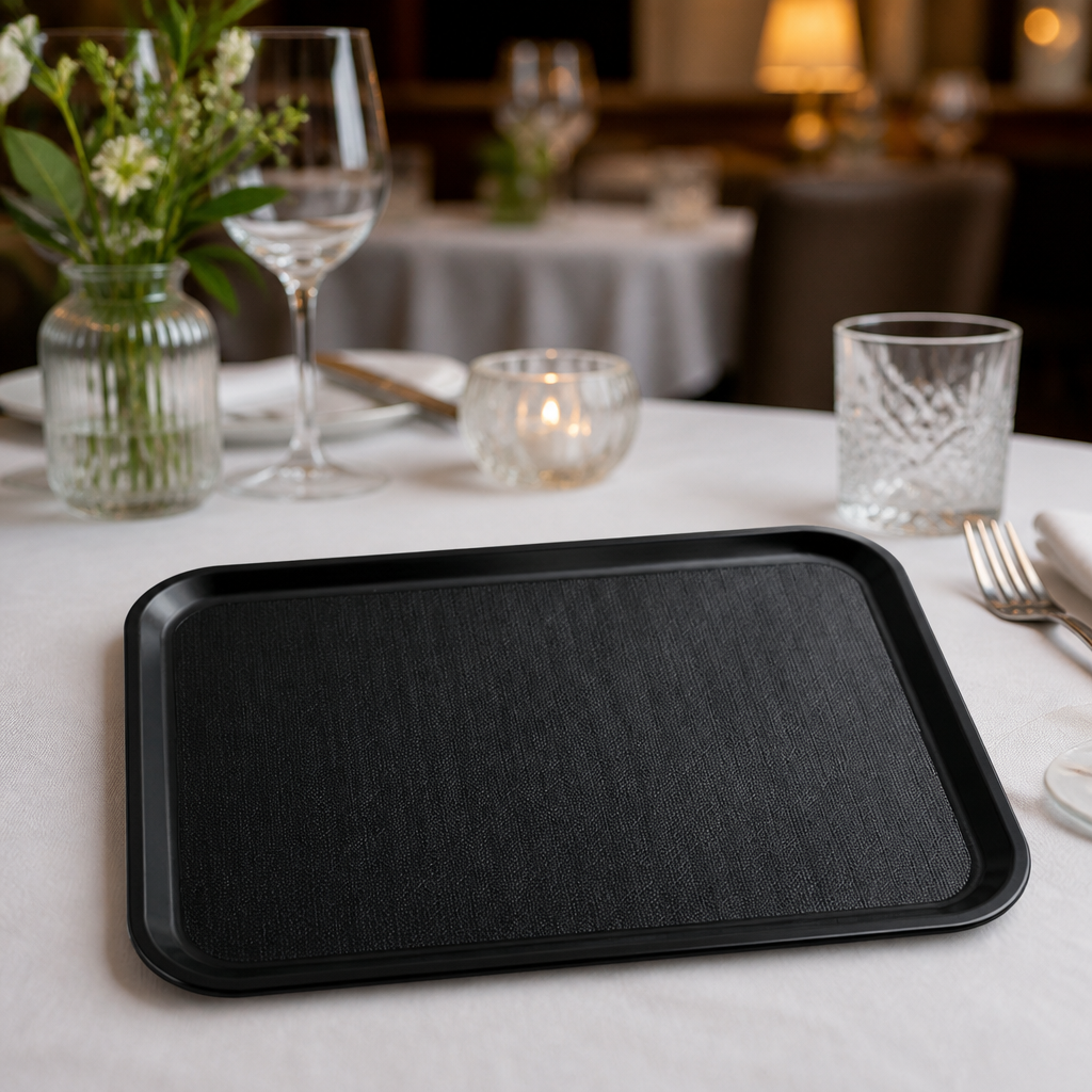 Commercial Non-Slip Plastic Trays 330x430mm Black 24 Pack