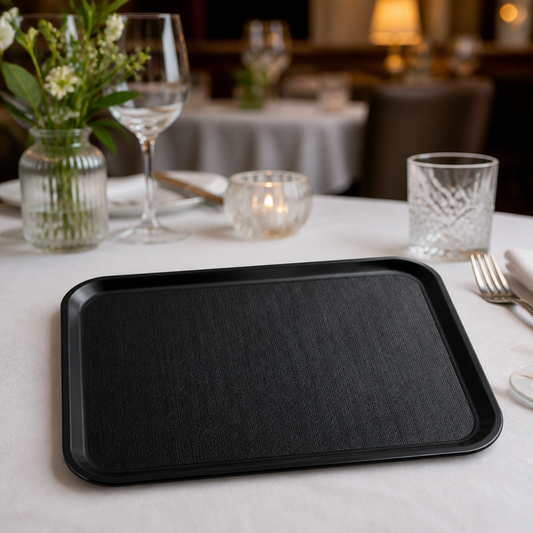 Commercial Non-Slip Plastic Trays 330x430mm Black 24 Pack