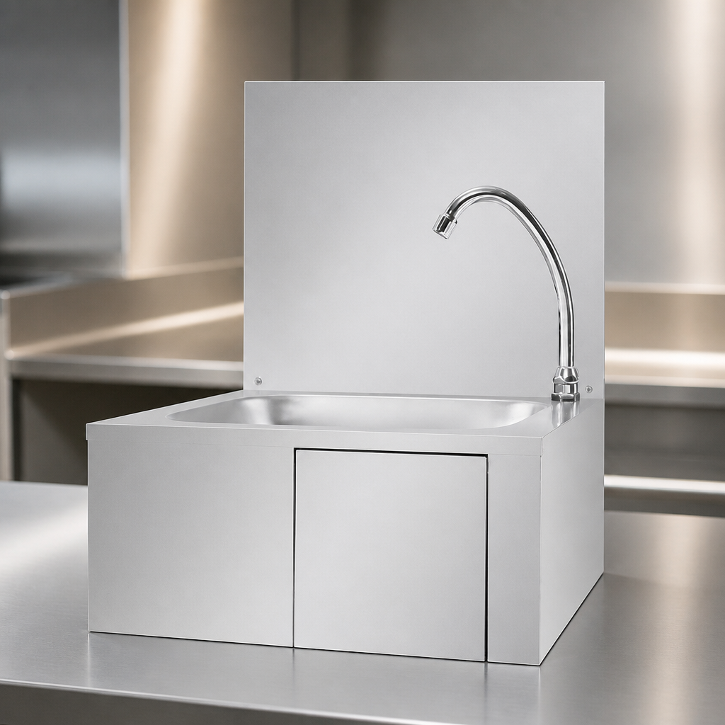 Commercial Stainless Steel Knee Operated Hand Wash Basin 495mm