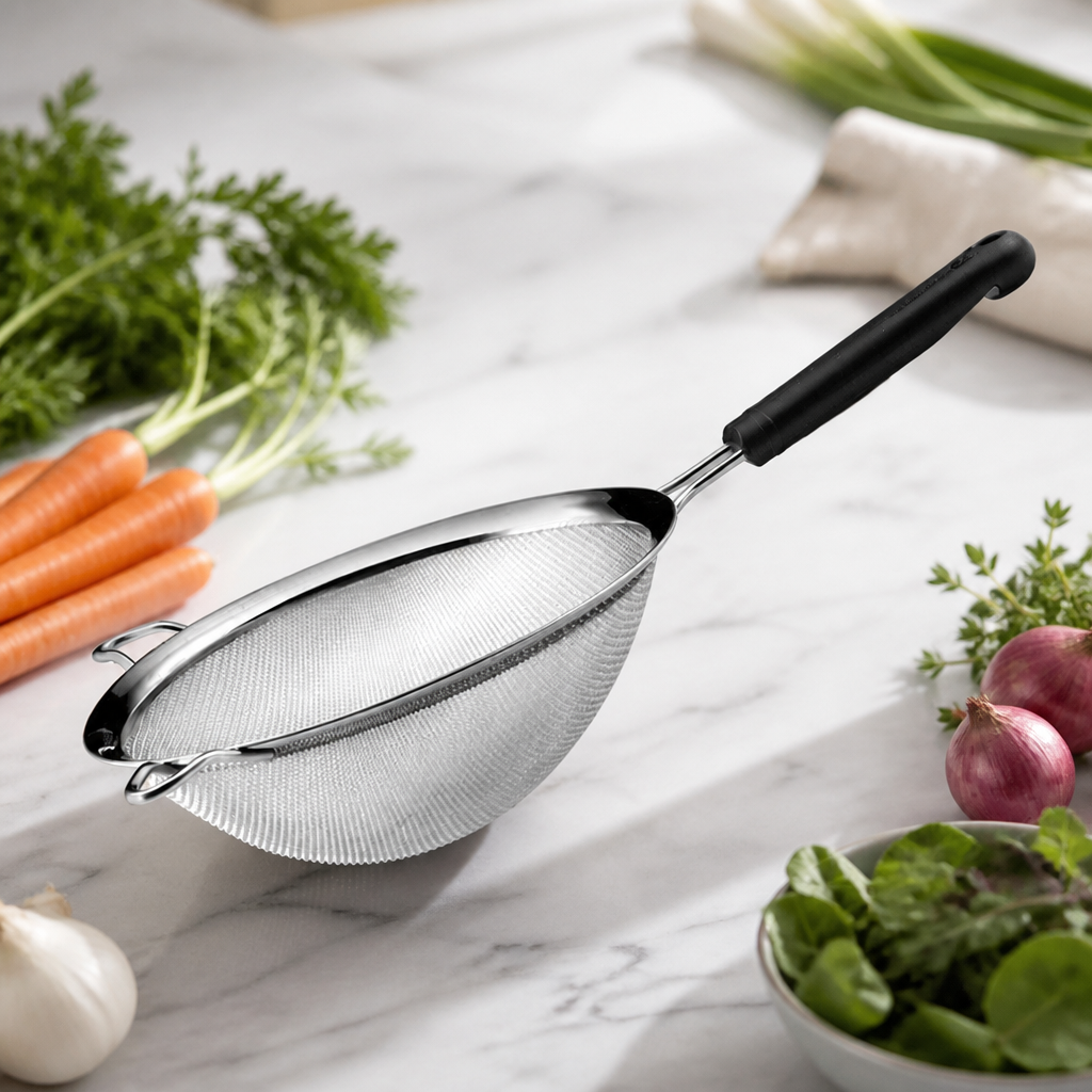 200mm Commercial Stainless Steel Strainer with Ergonomic Handle