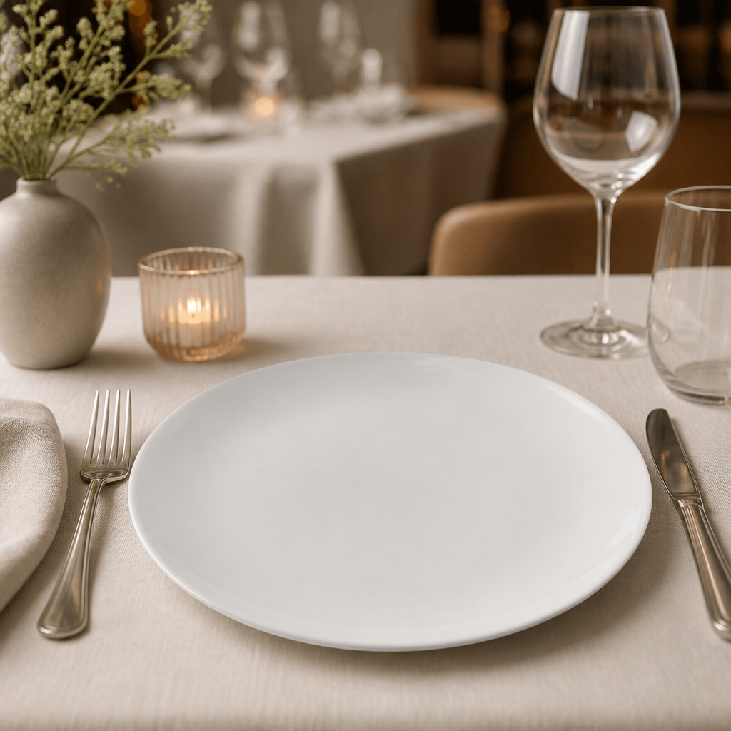 Set of 6 Commercial Coupe Plates 280mm Super Vitrified Porcelain