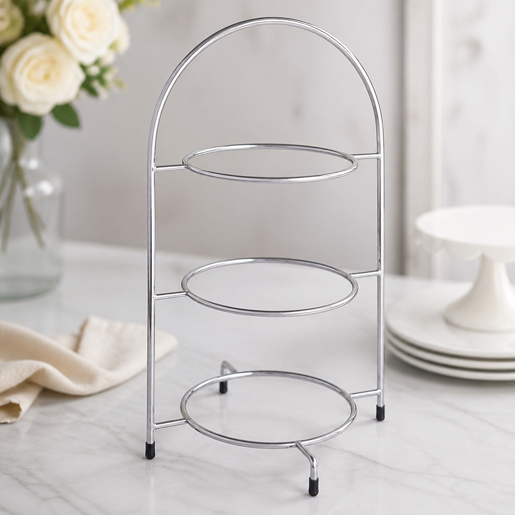 Three Tier Commercial Cake Stand 240mm Stainless Steel Silver