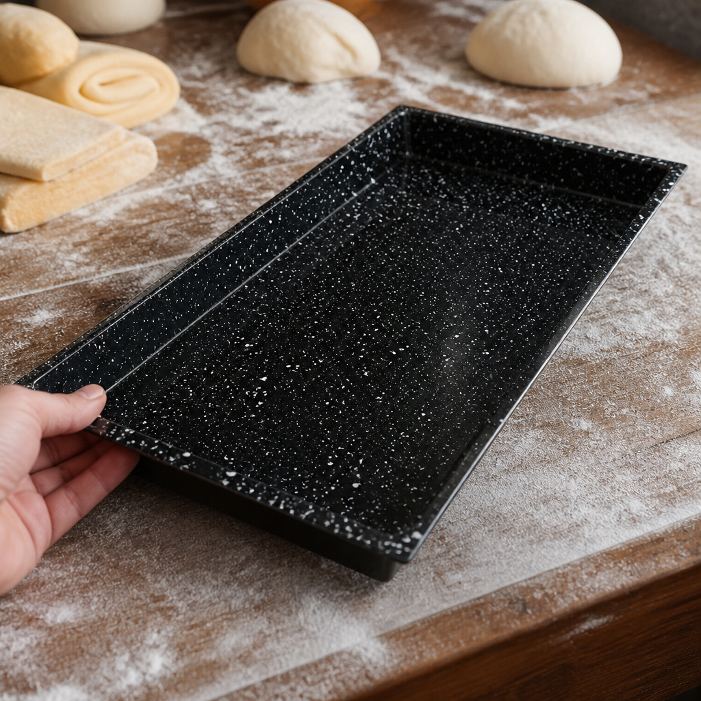 Commercial Enamelled Baking Tray 1/1 GN 45mm Deep 530x325mm