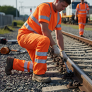 High-Performance High Visibility Polycotton Cargo Trousers in Orange with Reinforced Pockets and Shirtgrip Waistband