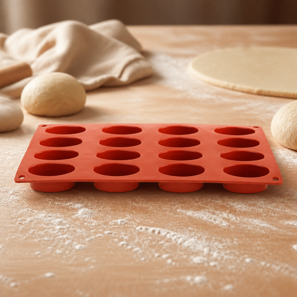 Commercial Silicone Oval Mould 16 Cup for baking and cooking