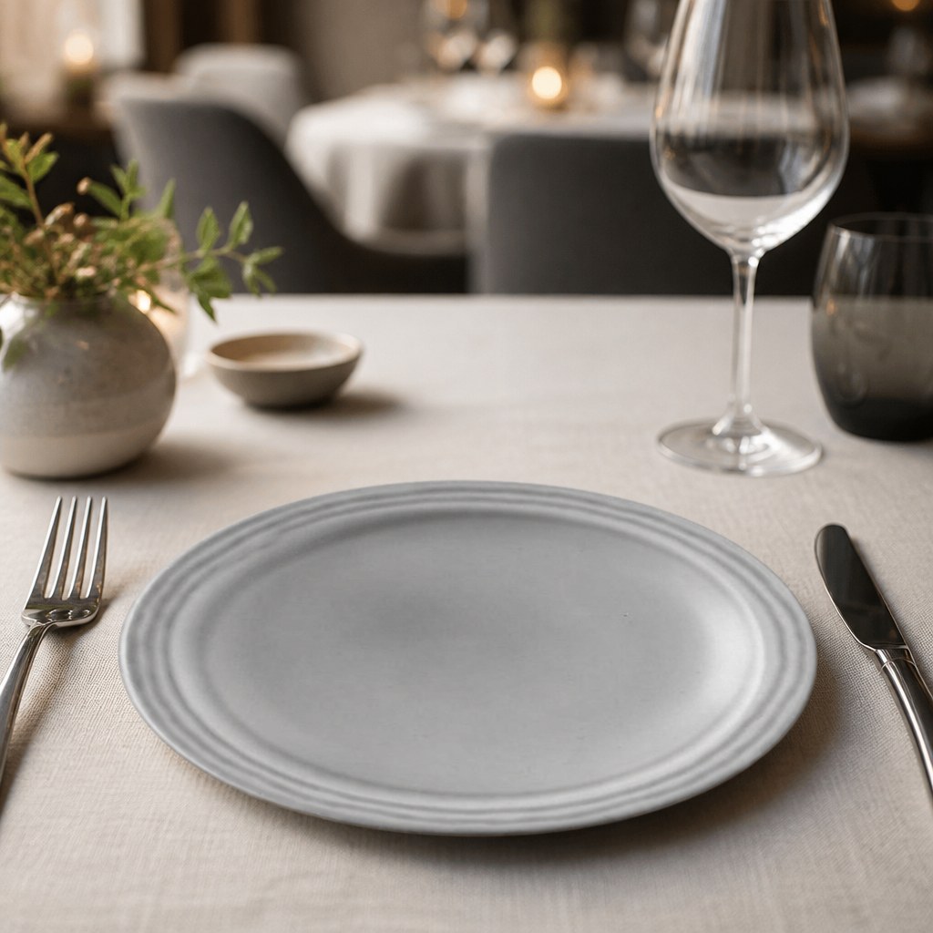 Commercial Grey Plates 178mm - 12 Pack Rustic Design