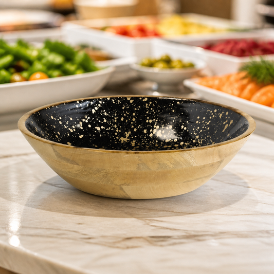 Commercial Wooden Bowl 370mm Diameter 4L Capacity