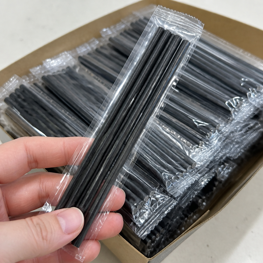 Compostable Paper Cocktail Straws 250 Pack in Black