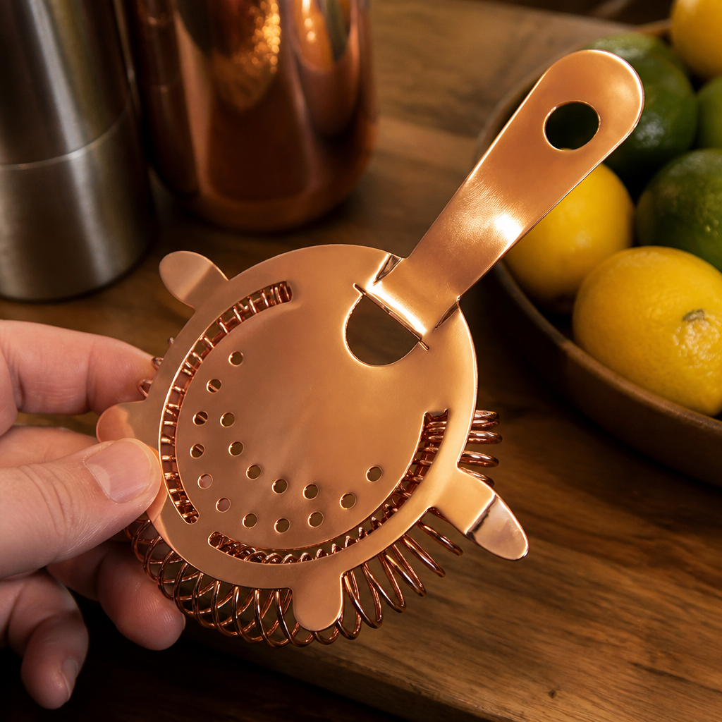 Hawthorne Strainer 4 Prong Copper Cocktail Tool