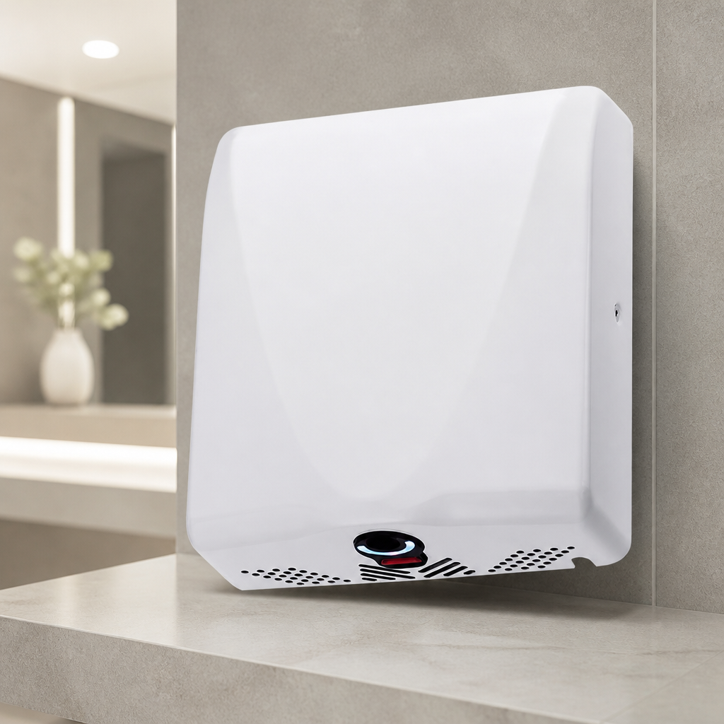 Commercial hand dryer with HEPA filter and LED light