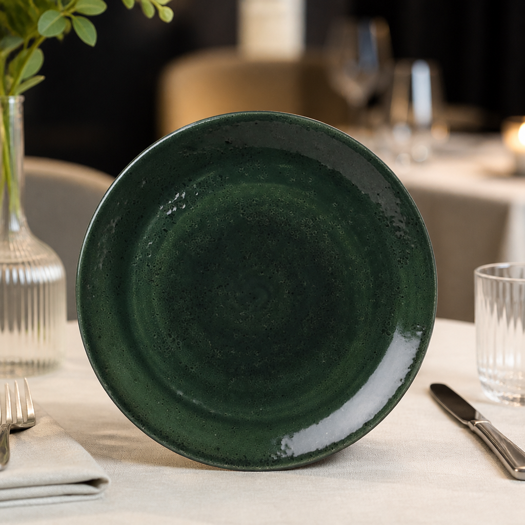 Commercial Porcelain Coupe Plates Burnt Emerald 280mm 12 Pack