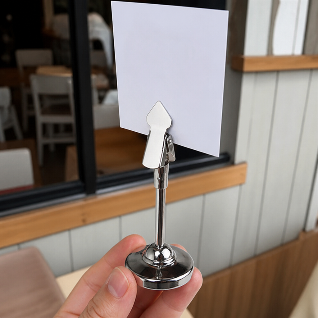 Set of 4 stainless steel table number holders 105mm