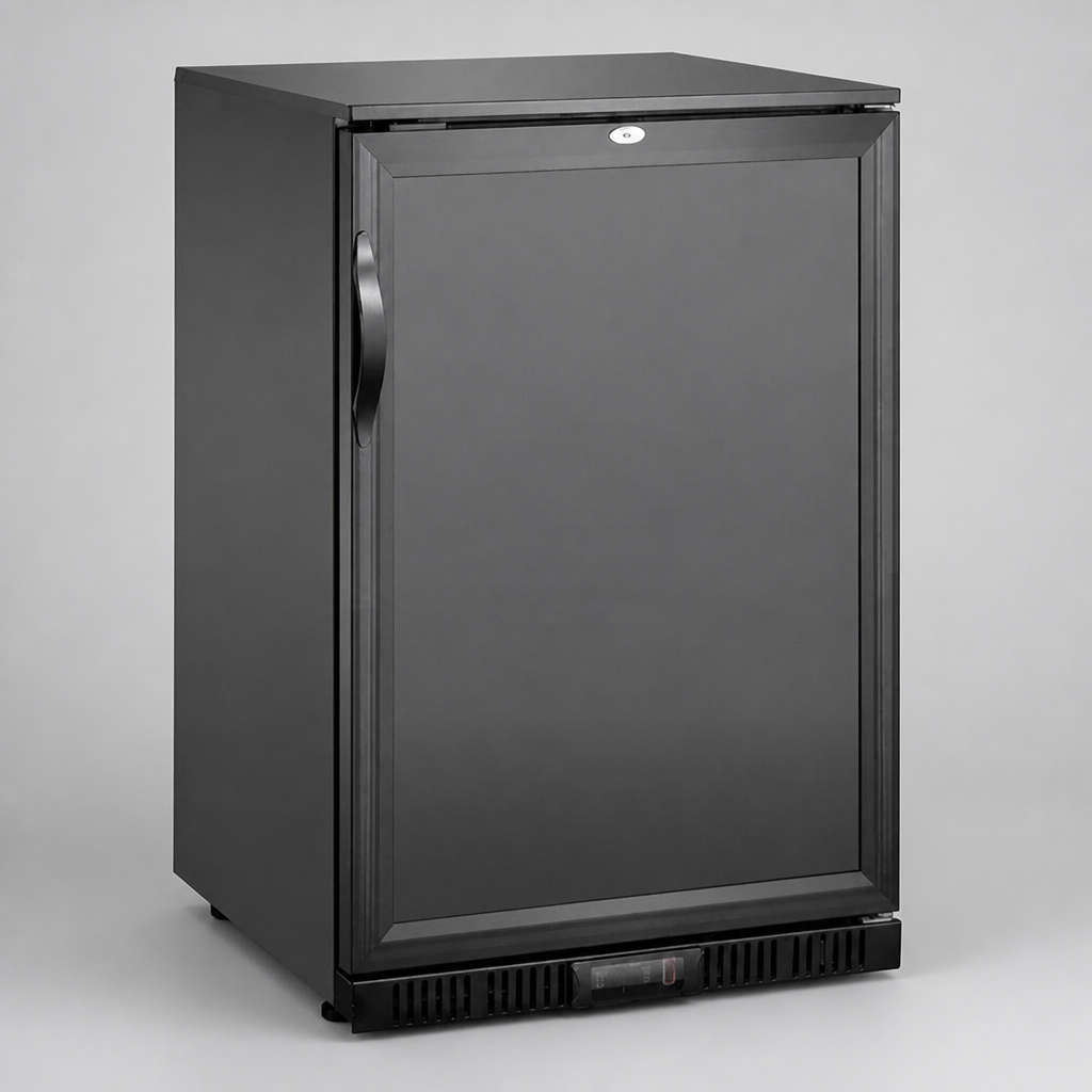Commercial Back Bar Cooler 128Ltr Solid Door 850mm Height