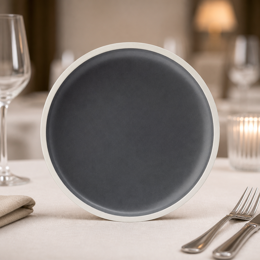 Commercial Vitrified Porcelain Plates 210mm Charcoal 6 Pack
