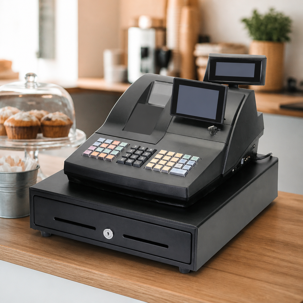 Commercial Cash Register 366mm High with Barcode Scanner Support