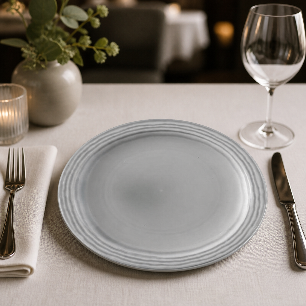Commercial grey plates 229mm diameter - 12 pack