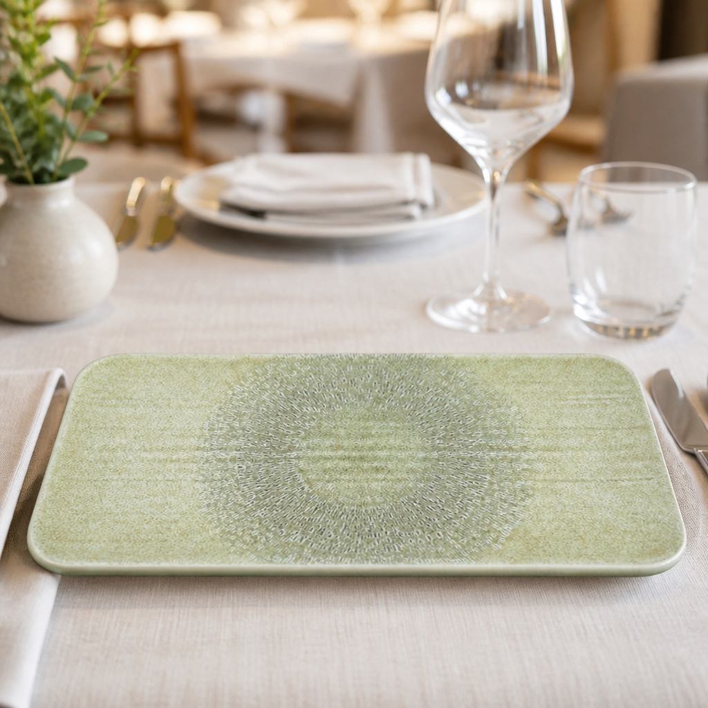 Commercial Rectangular Plates 346 x 156mm in green, set of 6