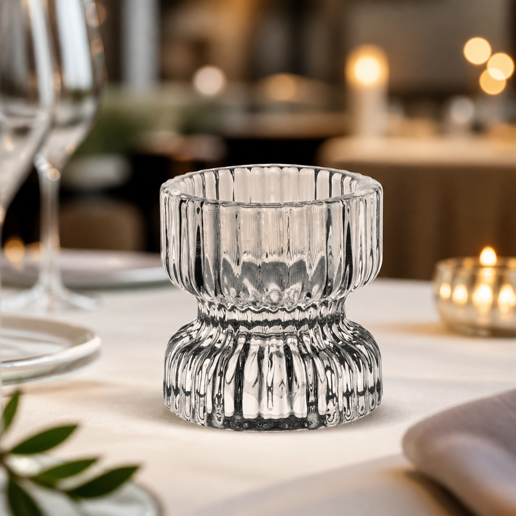 Pack of 6 Commercial Glass Tealight Holders 65x70mm