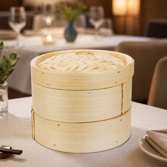 Commercial Bamboo Food Steamer 203mm 1.4Ltr Serving Basket