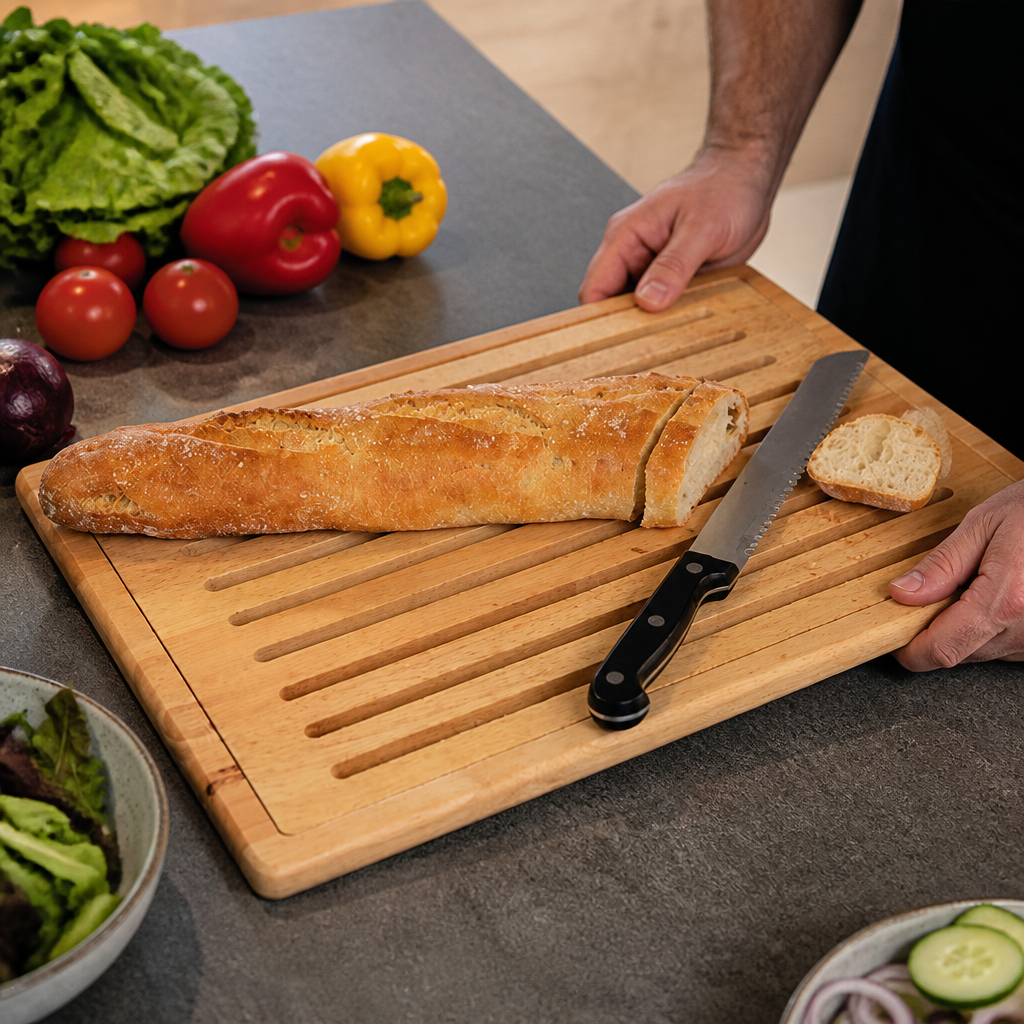 Commercial Wooden Chopping Board 530x325mm with anti-slip feet