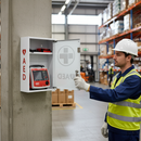 Premium Metal Wall Cabinet for Defibrillator with Toughened Glass Door, Lockable, and Alarm Feature