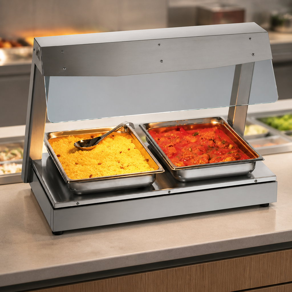 Commercial Electric Food Warmer with Gantry 2 x 1/1 GN