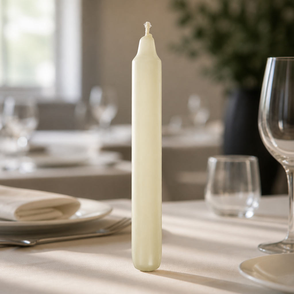 7-Inch Ivory Bistro Candles Bulk Pack of 45 for Table Settings
