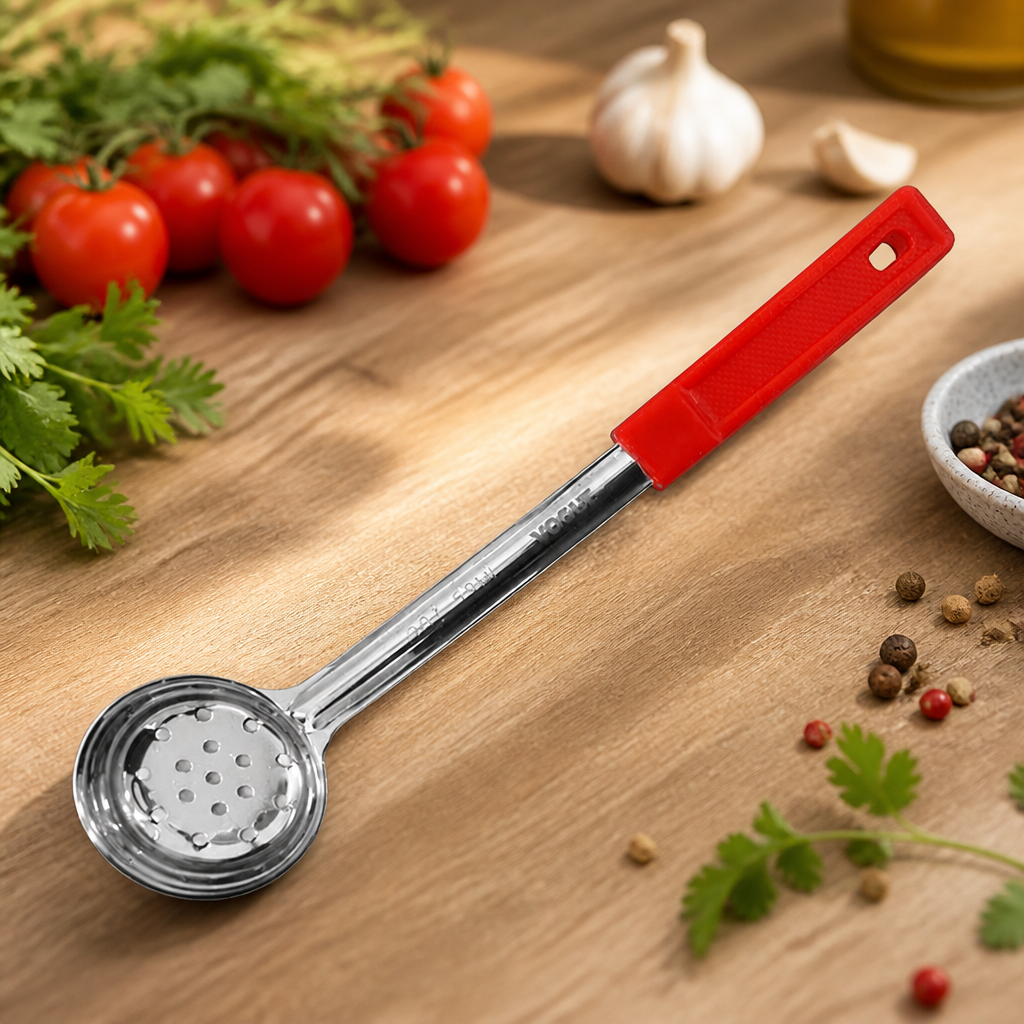 Commercial Red Perforated Spoodle 60ml with ergonomic handle