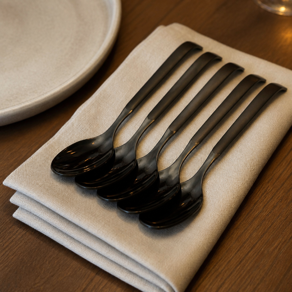 Commercial Small Serving Spoon Black 6 Pack