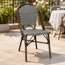 Commercial Stackable Outdoor Rattan Chair Black Dot Mix 2 Pack