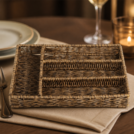 Commercial Cutlery Organiser 340x250mm Polywicker Dark Brown