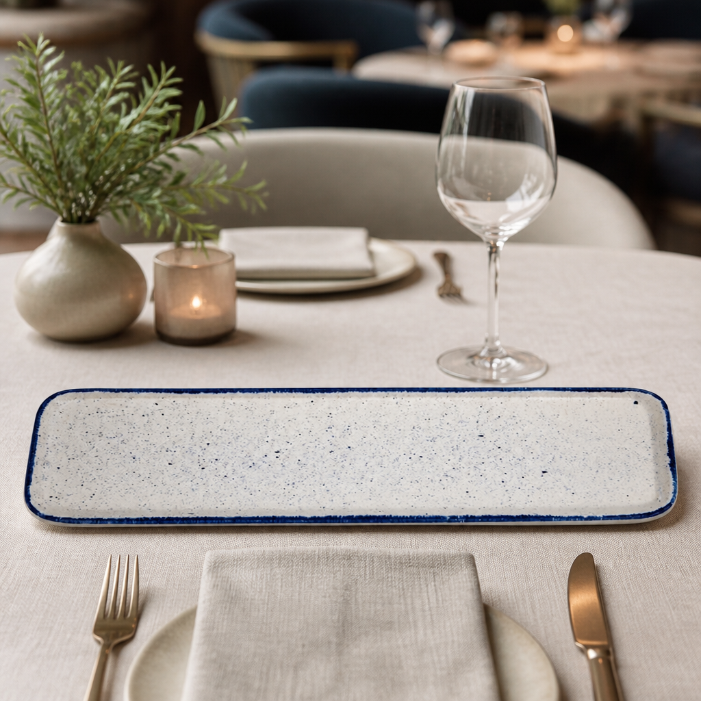 Commercial Rectangular Flat Trays Indigo Blue 150x530mm 4 Pack